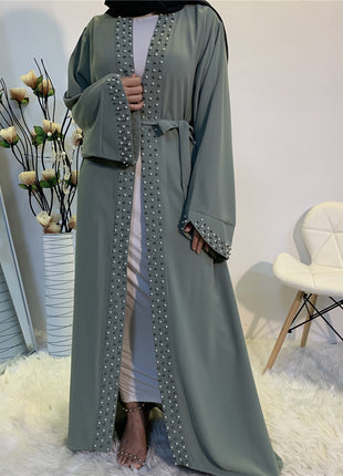 Beaded Lace Up Robe Abaya