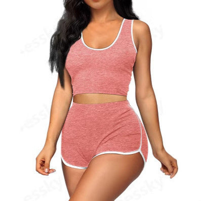 Fashion Casual Multicolours Sports Top & Shorts Suit