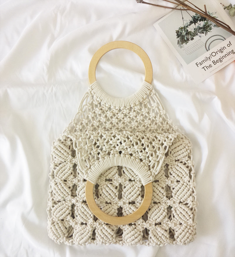 Cotton Rope Straw Handbag