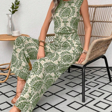 Waist Cinching Casual Straight Leg Jumpsuit