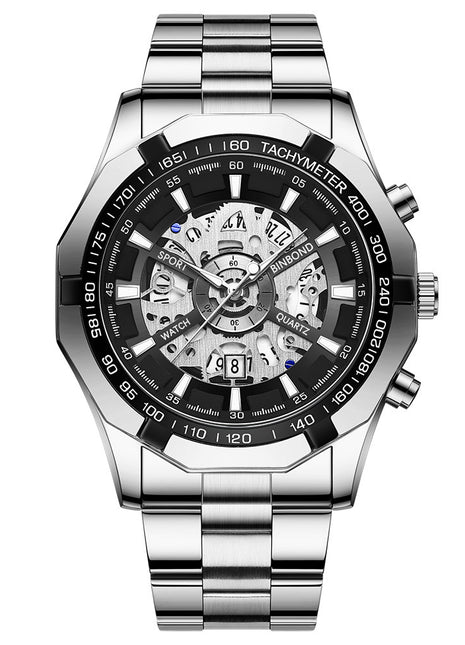 BINBAND Men’s Hollow Dial Watch Featuring Mechanical Style Timepiece