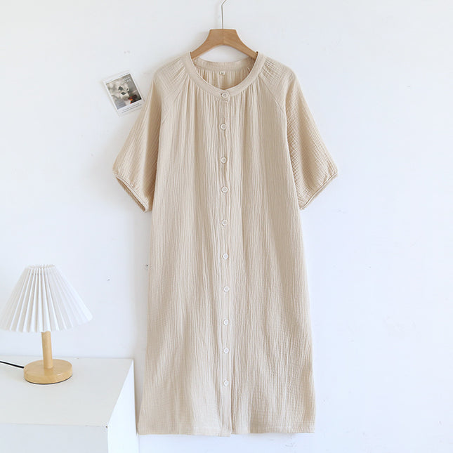 Japanese Loose Crepe Pure Cotton Nightdress