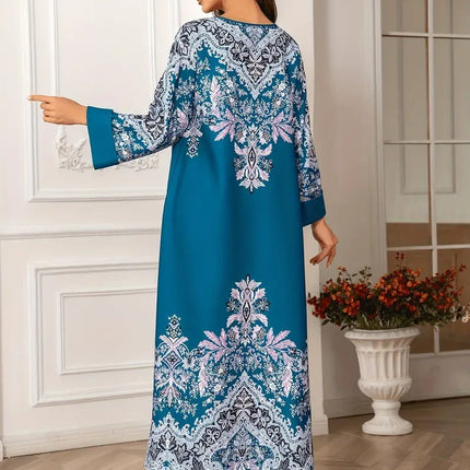 Kaftan Long Sleeved Round Neck with Bead Embellishment Dress