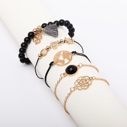 Turtle Drip Oil Tassel Bracelet 5 Piece Set
