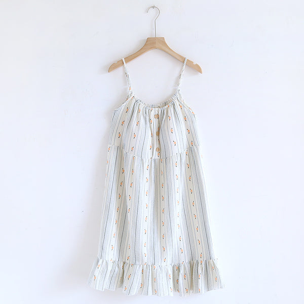Sweet Floral Suspender Cotton Pyjamas