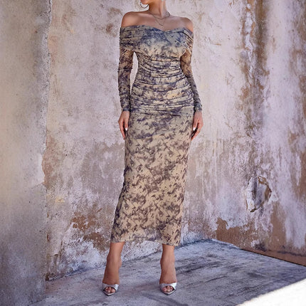 Mesh Rhinestones Slim Fit Dress