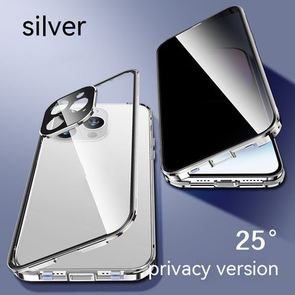 iPhone 13/14/15 Peep-Proof Magnetic Double-Sided Glass Case with Buckle
