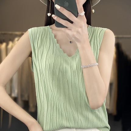 V-neck Ice Silk Camisole Sleeveless Top