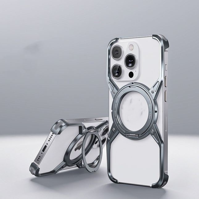 iPhone 13/14/15 Anti-fall Heat Dissipation Metal Phone Case Mechanical Arm Protective Shell