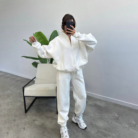 Conjunto de Top de Cuello Alto con Cremallera y Pantalones con Cordón y Bolsillos