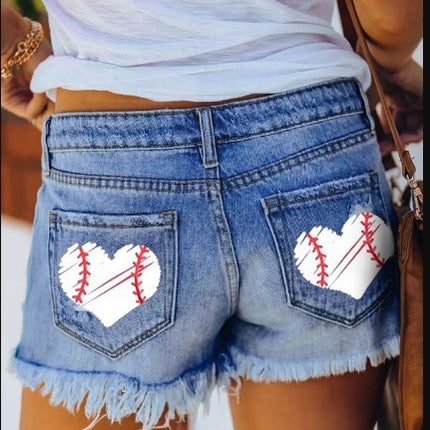 Fringed Denim Shorts Straight Breasted Hot Shorts