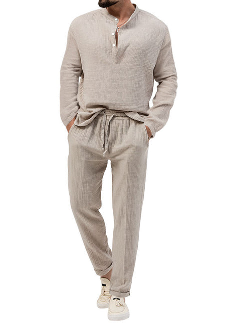 Traje casual de camisa de manga larga y pantalones