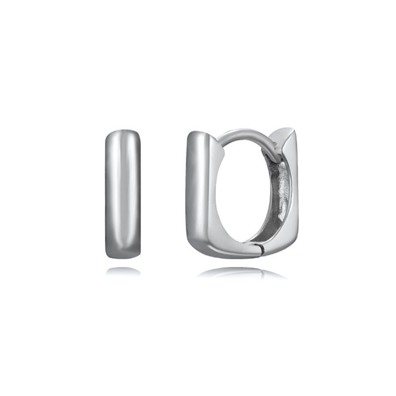 Sterling Silver Needle Street Fashion Geometry Pattern Round Earrings