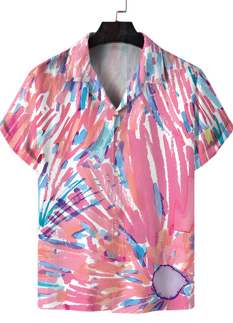 Camisa Casual de Playa con Estampado Digital Paining