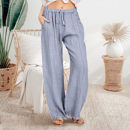 Loose Button Casual Wide-leg Trousers