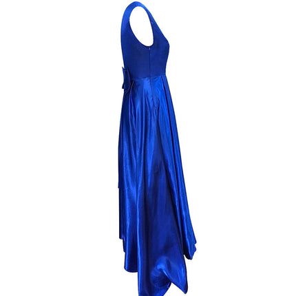 V Neck Sleeveless Backless Bow Ball Evening Dress