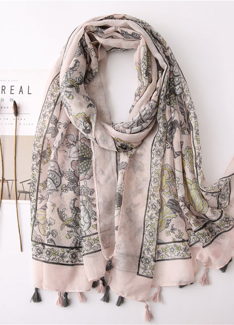 Japanese Style Artistic Cotton and Linen Scarf Bohemian Cashew