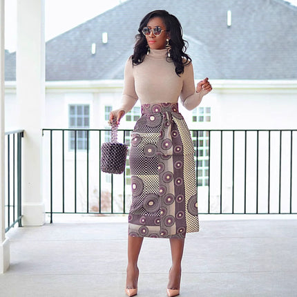 African Style High Waist Elastic Hip Slim Fit Skirt