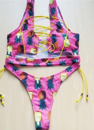 طقم بيكيني من قطعتين بكيني بكيني برباط