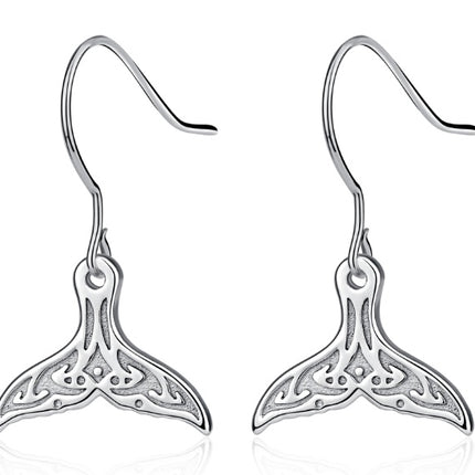 925 Sterling Silver Whale Tail Earrings