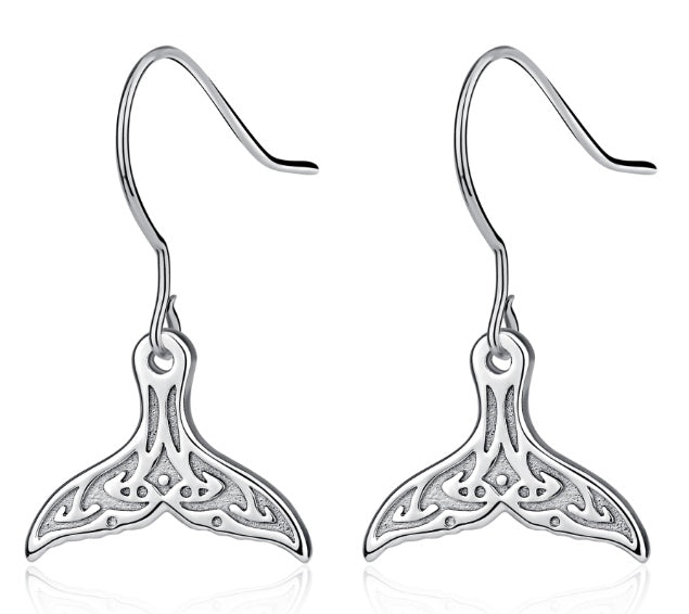 925 Sterling Silver Whale Tail Earrings
