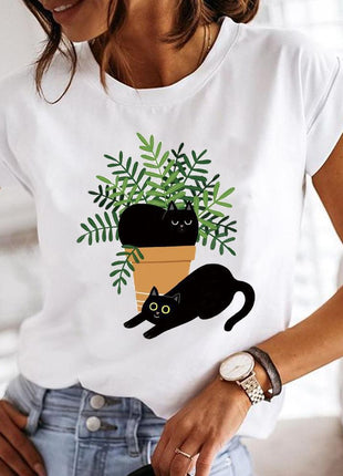 クルーネック カジュアル プリントTシャツ