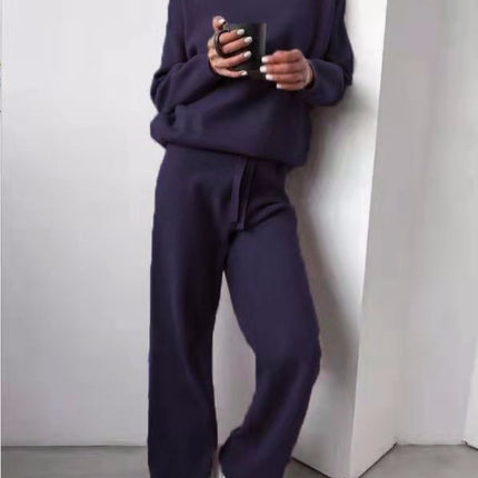 Turtleneck Sweater and Drawstring Straight Pants Set