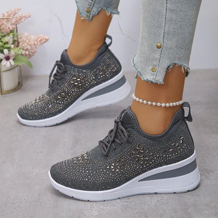 Rhinestone Lace Up Commuter Shoes