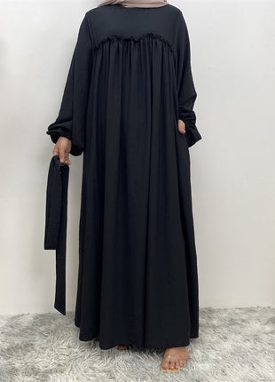 Loose Sleeves with Side Pockets and belt Abaya