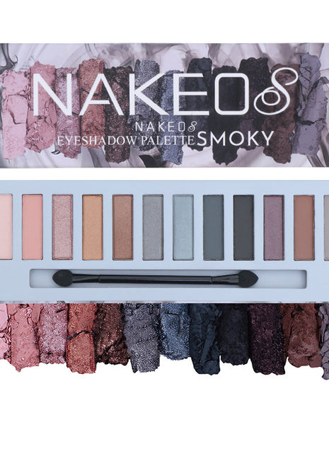 NAKEOS Paleta de Sombras Shimmer y Mate Smoky | Paleta Profesional de 12 Sombras de Ojos