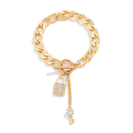 Thick Chain with Shiny Lock and Key Pendant Necklace Single or Combinations