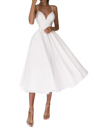 Long V-neck Simple And Thin Suspender Dress