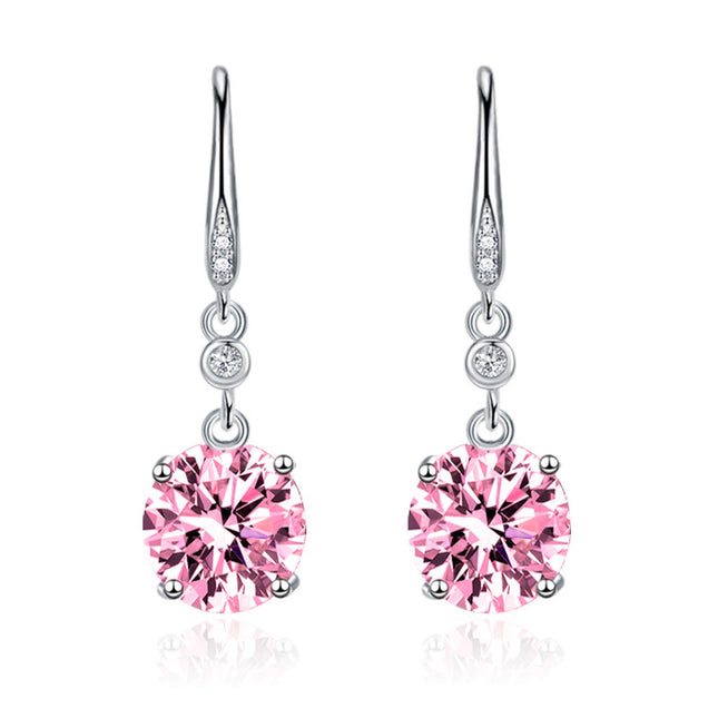 Luxury Round Single Diamond Hook Earrings