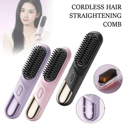 Cordless Wet & Dry Hair Straightener Brush