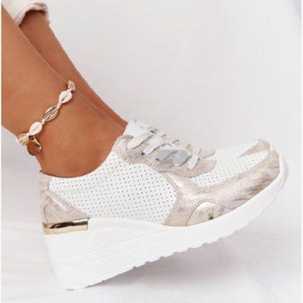 Plus Size Casual Platform Lace-up Wedge Shoes
