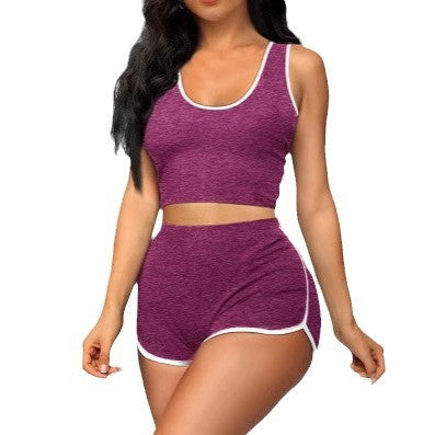 Fashion Casual Multicolours Sports Top & Shorts Suit