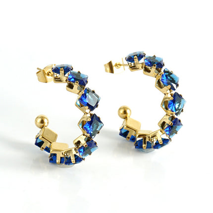 Stainless Steel Zircon Rhinestone Earrings