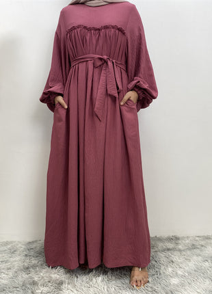 Loose Sleeves with Side Pockets and belt Abaya