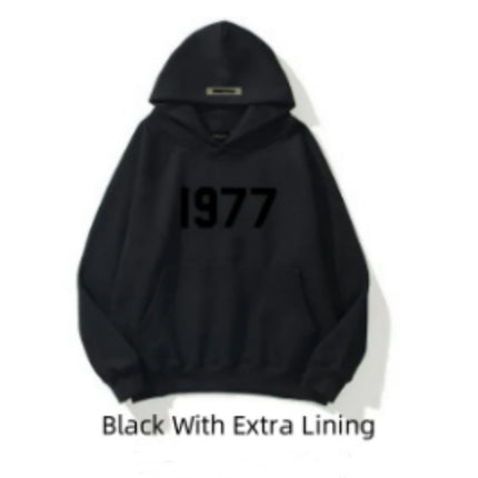 Fashion High Street Loose Fleece-lined 1977 Hoodies