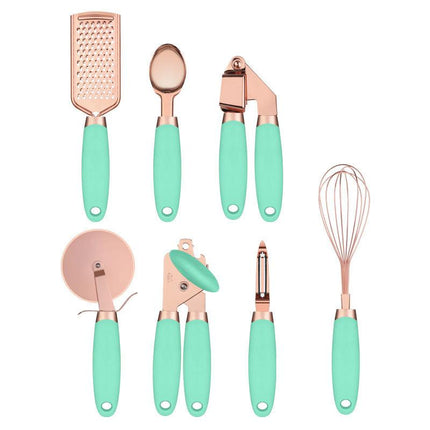 Copper Plated Set of 7 Kitchen Utensils