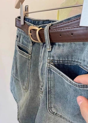 شورت جينز بخصر عالٍ