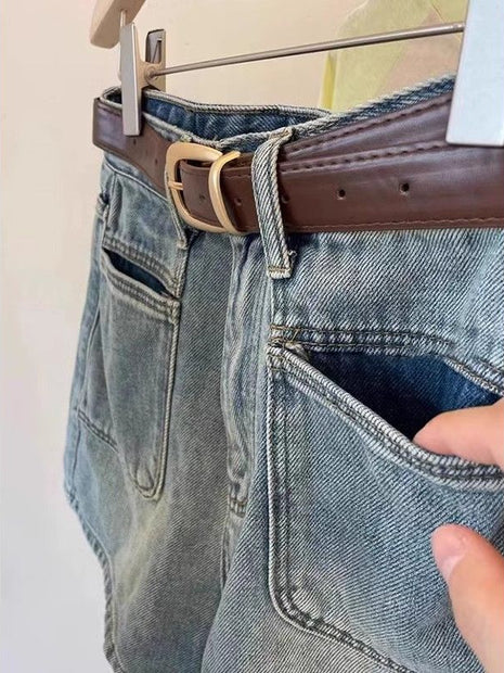 شورت جينز بخصر عالٍ