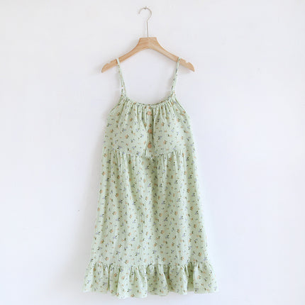 Sweet Floral Suspender Cotton Pyjamas