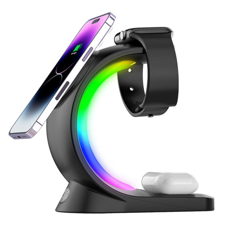 Carga rápida inalámbrica magnética 3 en 1 para iPhone, Watch, Auriculares