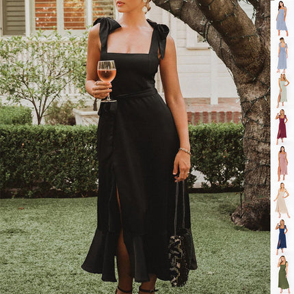 Temperament with Lace-up Dress