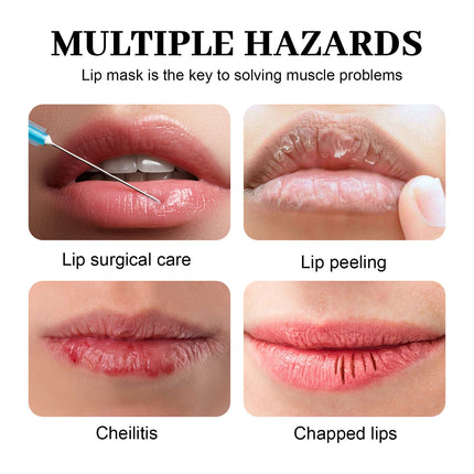 Collage of lip care issues with text indicating lip mask as a solution.