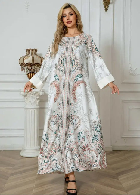 Elegante Vestido Floral de Manga Larga