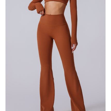 Autumn And Winter New Flared Pants Solid Color Sports Long-sleeve Suit