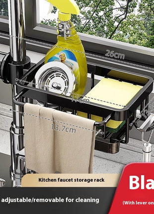 Aluminium Sink Faucet Storage Rack – Multi-Functional Kitchen Organizer & Drain Basket