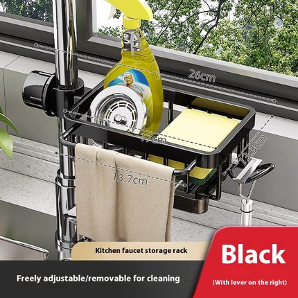 Aluminium Sink Faucet Storage Rack – Multi-Functional Kitchen Organizer & Drain Basket
